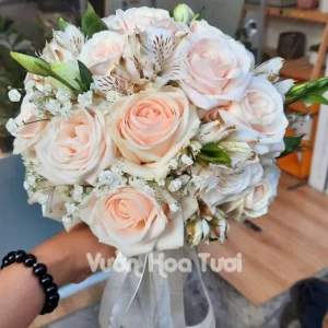 Bó Hoa Cưới Hồng Kem Cát Tường