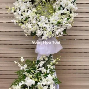 Kệ Hoa Chia Buồn Sang Trọng 02 Phong Lan Thái Trắng